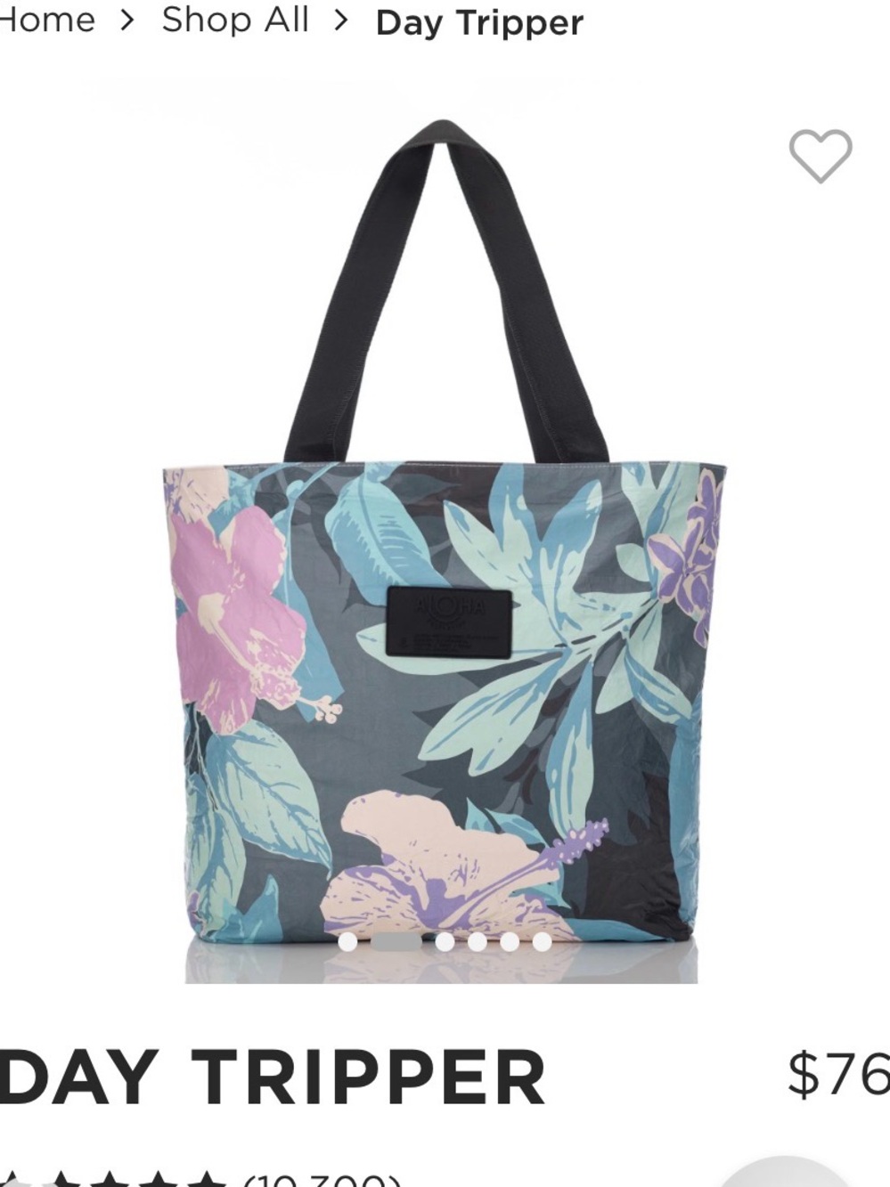 ALOHA Collection Floral Tote in Gray, Blue, Pink